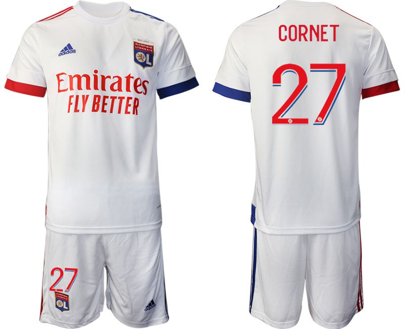 Men 2020-2021 club Lyon home #27 white Soccer Jerseys